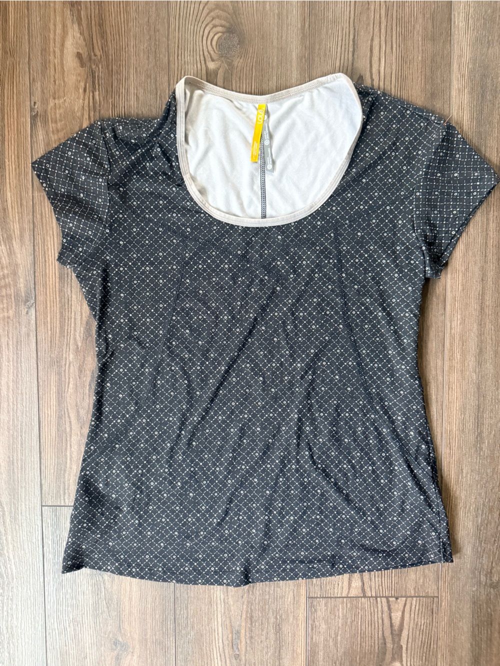 Lole Black Short Sleeve Tee with White Dot Grid